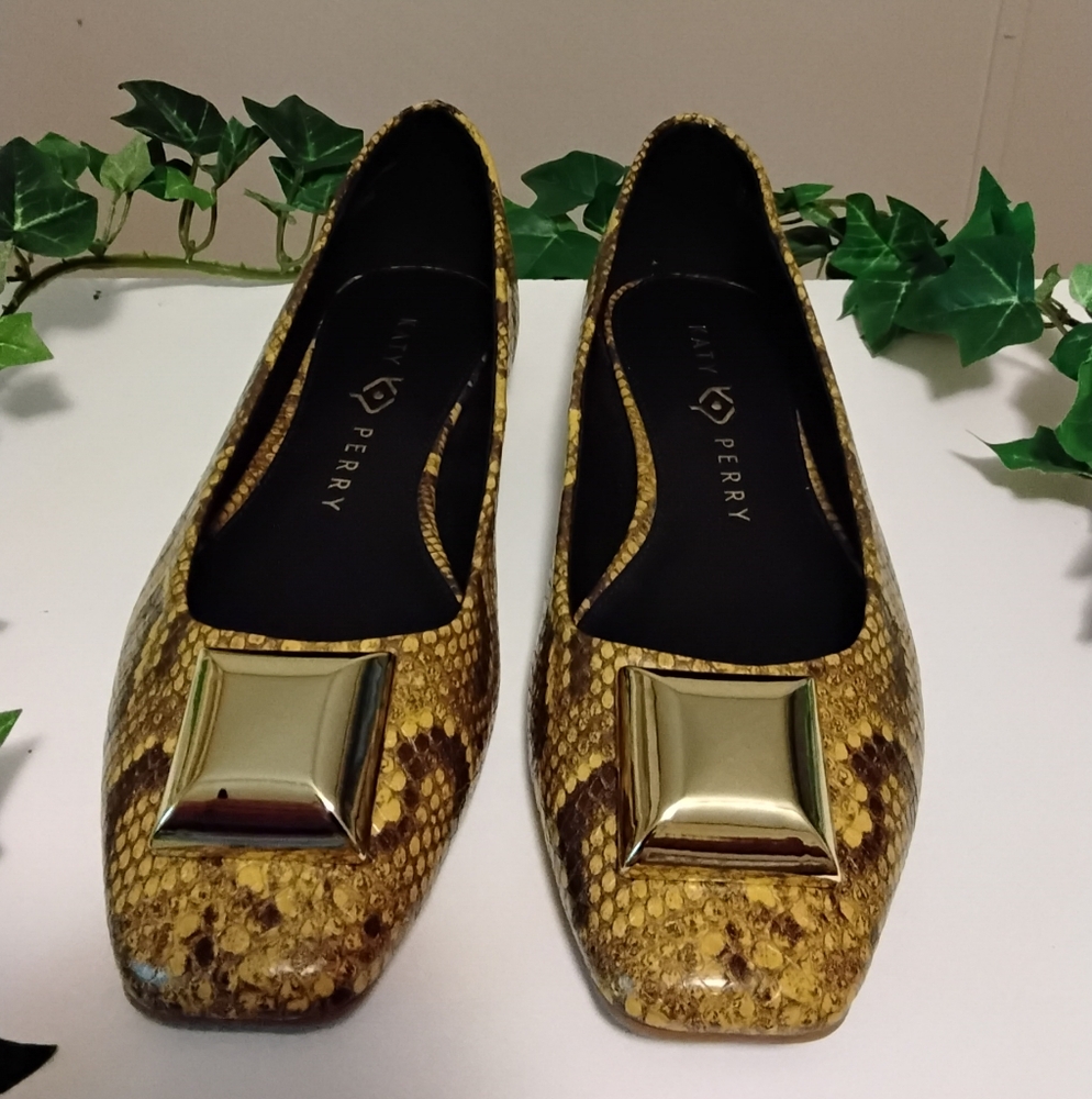 Katy Perry Collections Evie Stud Mustered Snake Print Flats